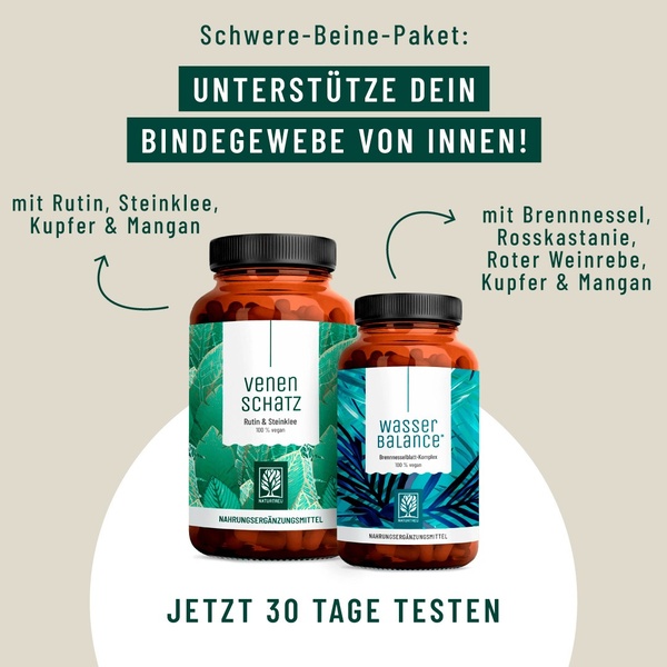 A 1:1 format ad presenting two supplement bottles with clear, mapped text callouts linking specific ingredients to health benefits.